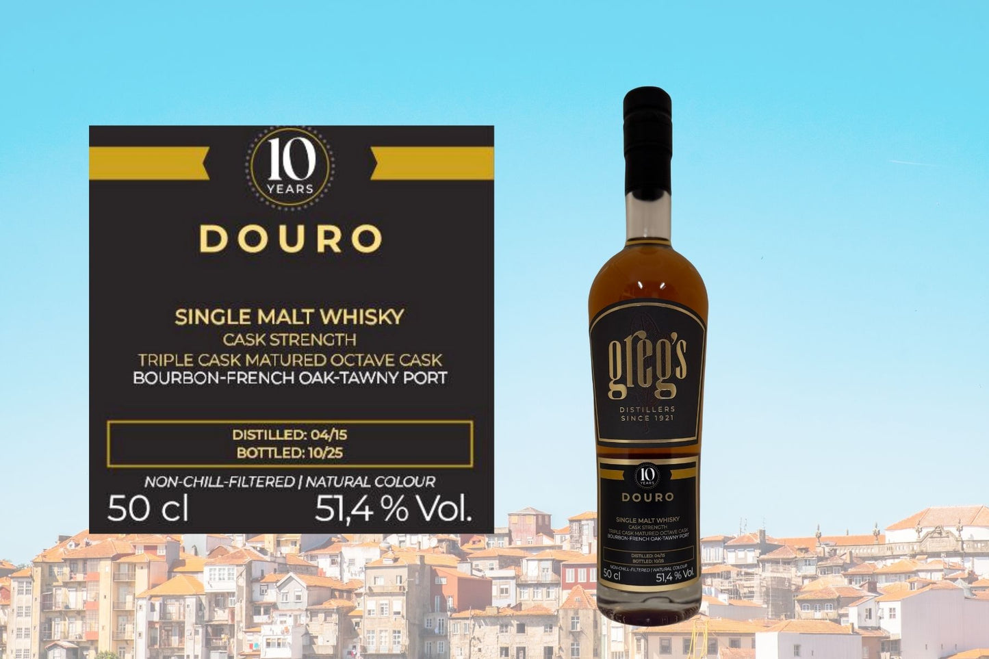 Douro 10 years Triple Cask Matured Bourbon-French Oak-Tawny Port Cask Strength 51,4% Vol 0,5 l