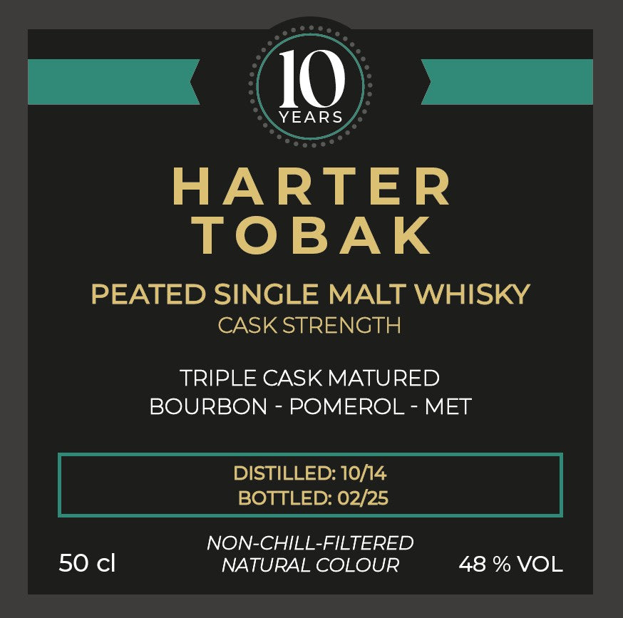 Harter Tobak- peated Single Malt Whisky 10 Years 0,5 l 48 % Vol.